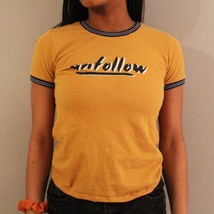 🛍FOREVER 21🛍 Orange-Yellow "Unfollow" Tee